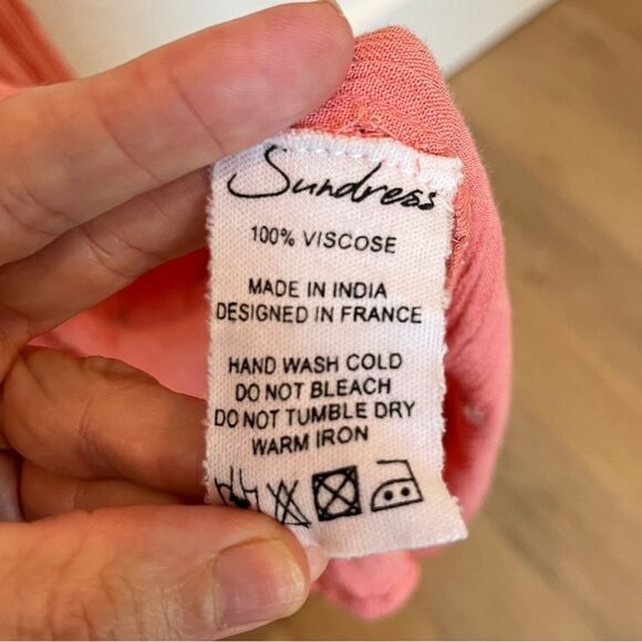 Sundress Neo Long Embellished Tiered Long Sleeve Maxi Dress in Coral size XS/S - Picture 8 of 15